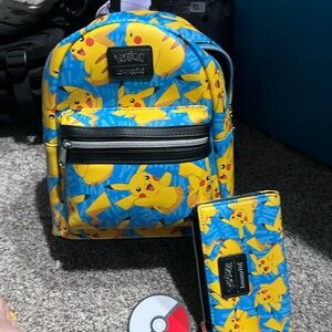 Pikachu Backpack and Wallet Set - Blue and Yellow